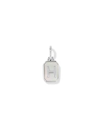Letter H Mother of Pearl Initial Pendant in Sterling Silver