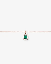 Created Emerald & .50 Carat TW Laboratory-Grown Diamond Halo Ring in 10kt Rose Gold