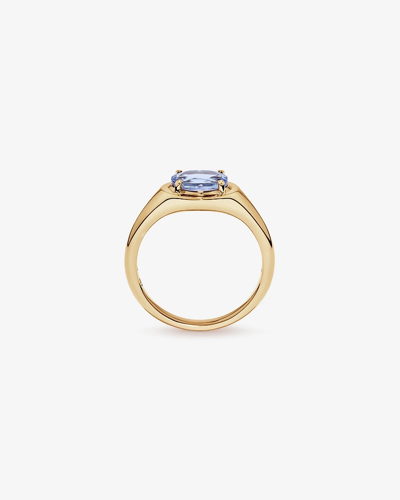 Oval Cut Tanzanite East-to-West Set Ring 10kt Yellow Gold
