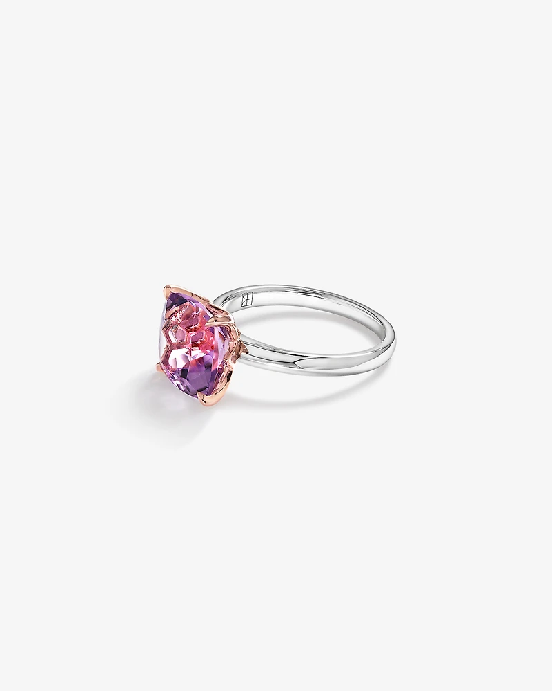 Bague en argent sterling et en or rose 10 K avec améthyste rose