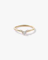 Bague de promesse Chevron en or jaune 10 carats avec diamant rond brillant laboratoire (poids total 0,15 carat)