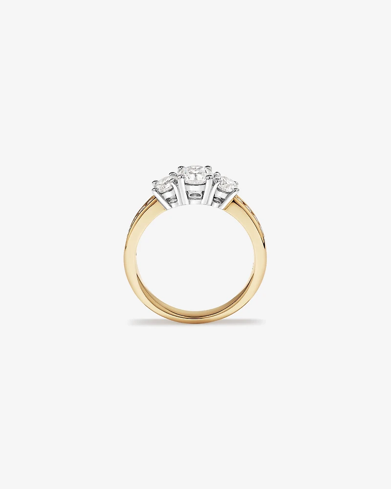 1.50 Carat TW 3 Stone Signature 101 Diamond Ring in 14kt Yellow and White Gold