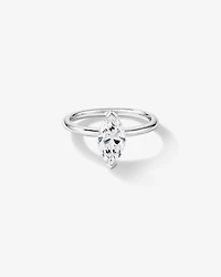 Bague de fiançailles en diamant solitaire cultivée laboratoire Marquise 1,25 carats or blanc 14