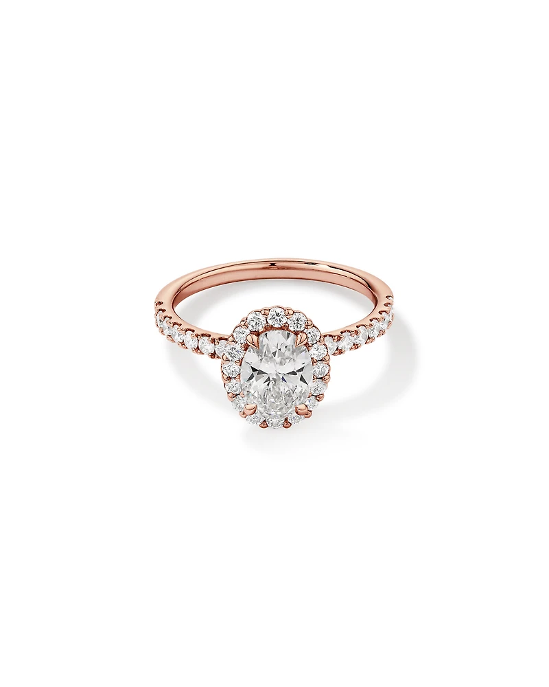 1.78 Carat TW Oval Laboratory-Grown Diamond Halo Engagement Ring in 14kt Rose Gold