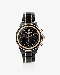 Chronograph Watch with 0.50 Carat TW of Diamonds Black Ceramic & Rose Tone Stainless Steel