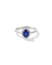 Created Sapphire & 0.10 Carat TW Laboratory-Grown Diamond Halo Ring 10kt White Gold