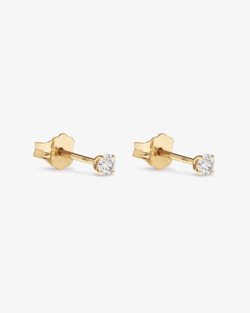 0.15 Carat TW Diamond Round Brilliant Mini Solitaire Stud Earrings in 10kt Yellow Gold