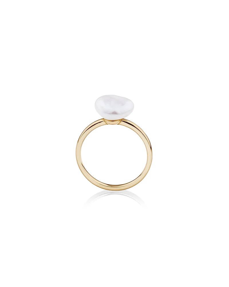 Ring with 9-10mm Cultured Freshwater Baroque Pearls in 10kt Yellow Gold