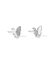 Butterfly Stud Earrings with Cubic Zirconia in Sterling Silver