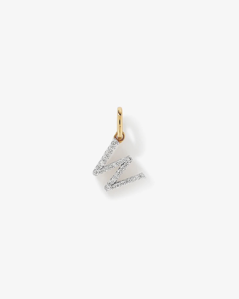 Pendentif initiale lettre W en diamant en or jaune 10 carats