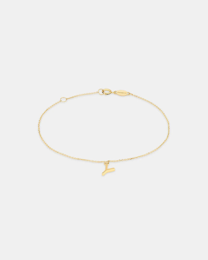 19cm (7.5") Y Initial Bracelet in 10kt Yellow Gold