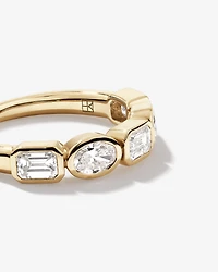 1.50 Carat TW Bezel Set Emerald and Oval Cut Lab-Grown Diamond Wedding Band in 14kt Yellow Gold