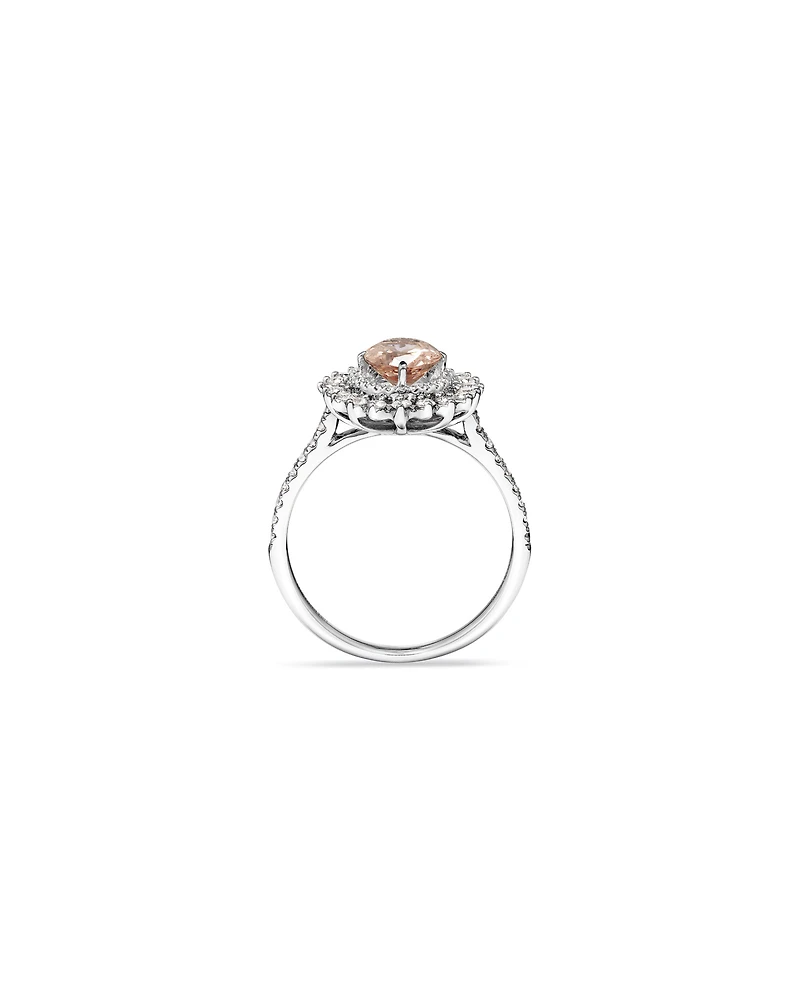 Bague à halo de dentelle en or blanc 10 K avec morganite et diamants totalisant 0,50 ct