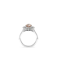 Bague à halo de dentelle en or blanc 10 K avec morganite et diamants totalisant 0,50 ct