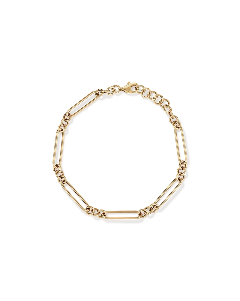 Bracelet à maillons de chaîne en papierclip 3 et 1 en or jaune 10 carats