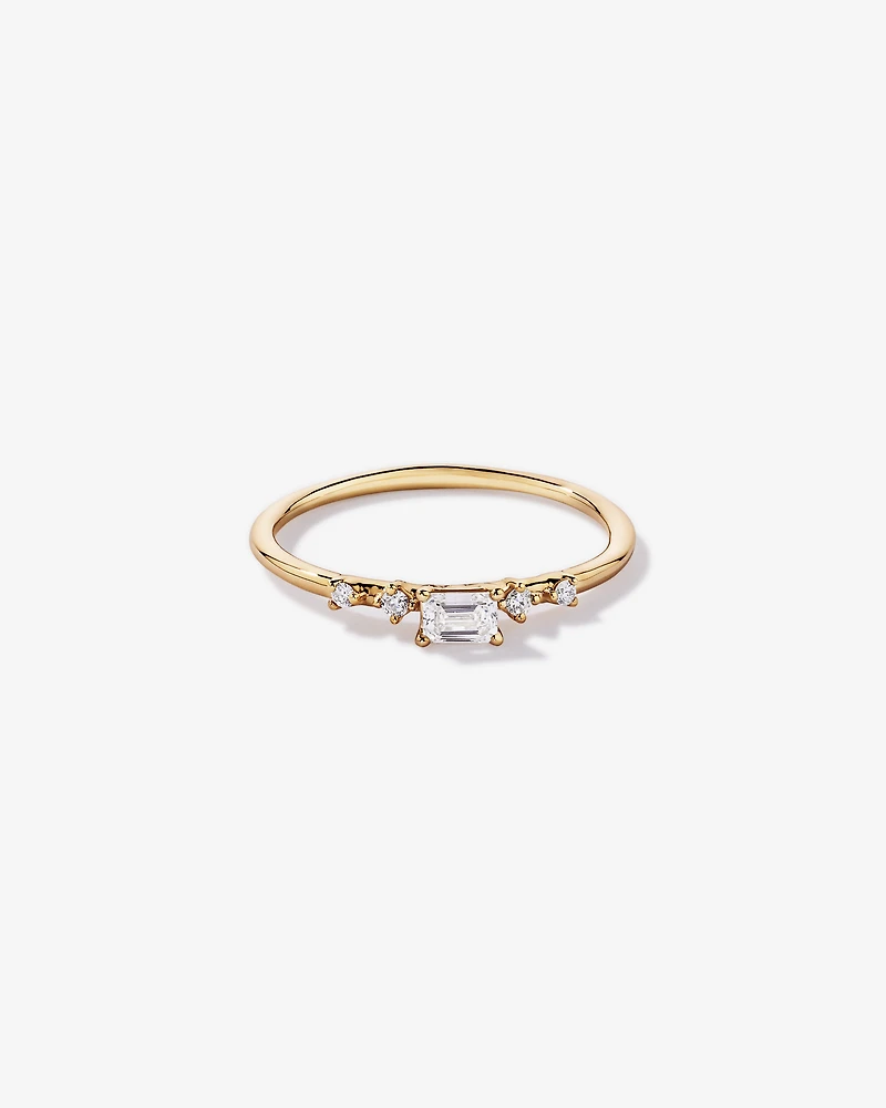 0.20 Carat TW Emerald Cut and Round Brilliant Laboratory-Grown Diamond Promise Ring 10kt Gold