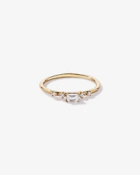 0.20 Carat TW Emerald Cut and Round Brilliant Laboratory-Grown Diamond Promise Ring 10kt Gold