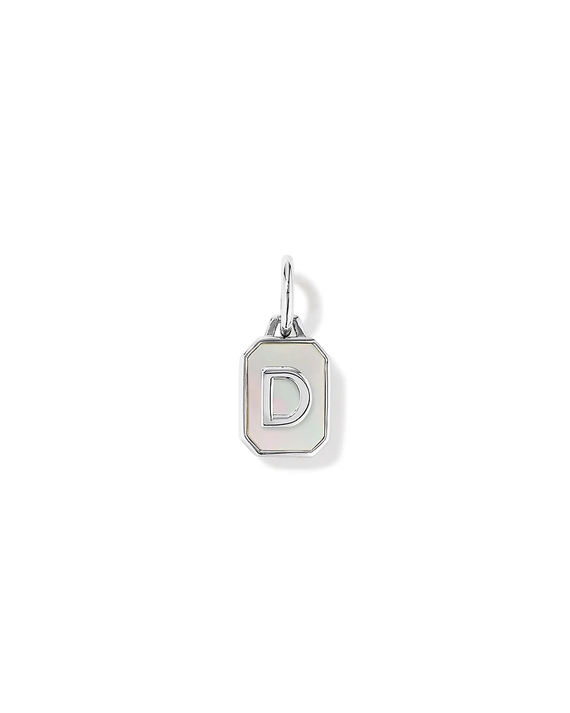 Pendentif initiale Lettre D en nacre et argent sterling