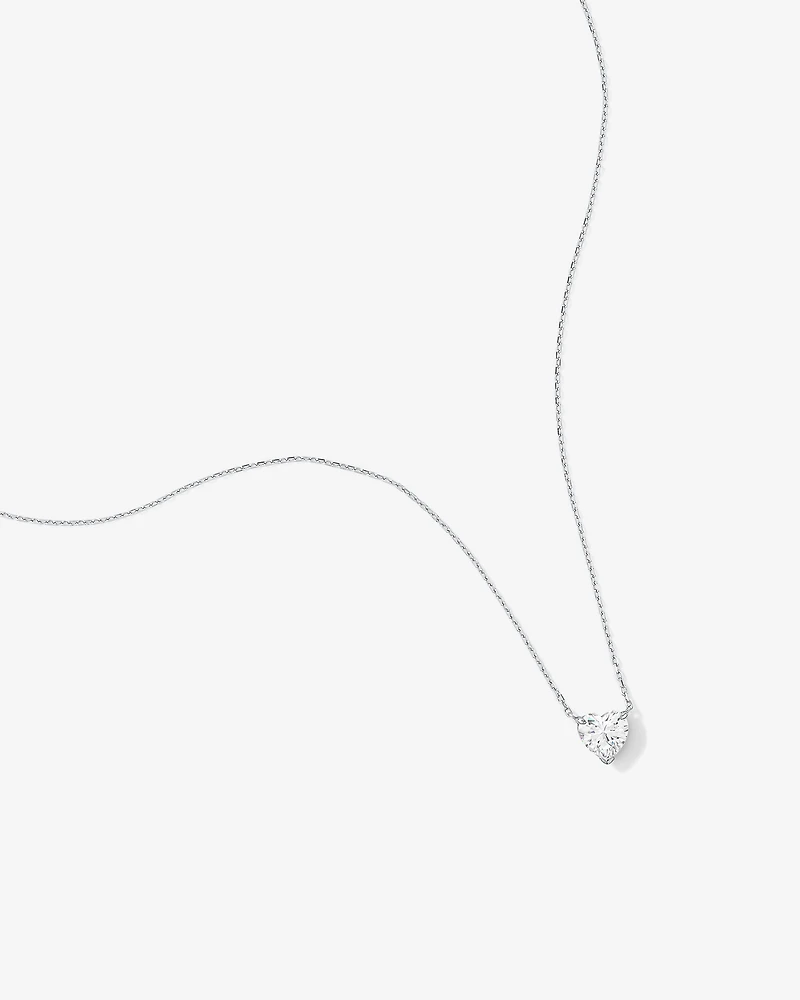 Cubic Zirconia Heart Stud Earrings and Necklace Set in Sterling Silver