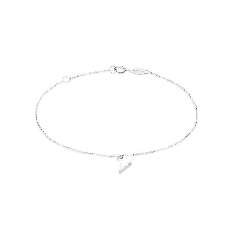 19cm (7.5") V Initial Bracelet in Sterling Silver