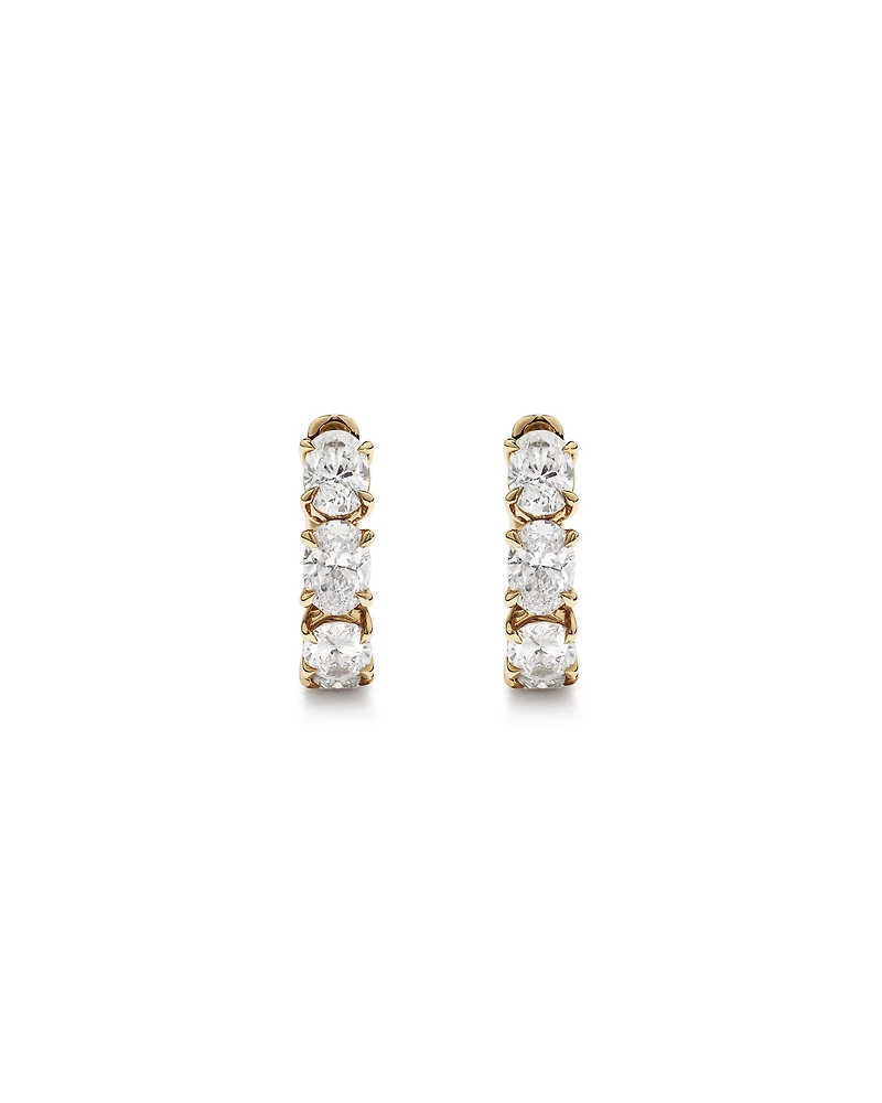 2.00 Carat TW Laboratory-Grown Diamond Oval Huggie Earrings in 10kt Yellow Gold