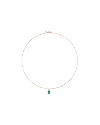 Created Emerald & 0.10 Carat TW Laboratory-Grown Diamond Halo Ring in 10kt Rose Gold and Rhodium