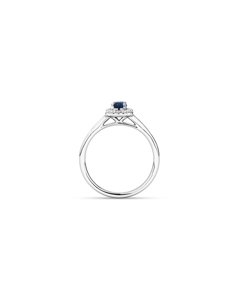 Australian Sapphire & 0.10 Carat TW Diamond Halo Ring 10kt White Gold