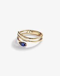 Bague Enveloppante avec Saphir Synthétique Marquise Est-Ouest en Or Jaune 10 carats