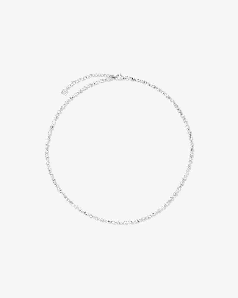 Collier de tennis rond en zircone cubique en argent sterling