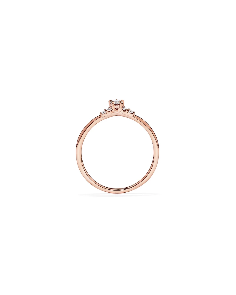 0.15TW Round Brilliant Laboratory-Grown Diamond Chevron Promise Ring 10kt Rose Gold