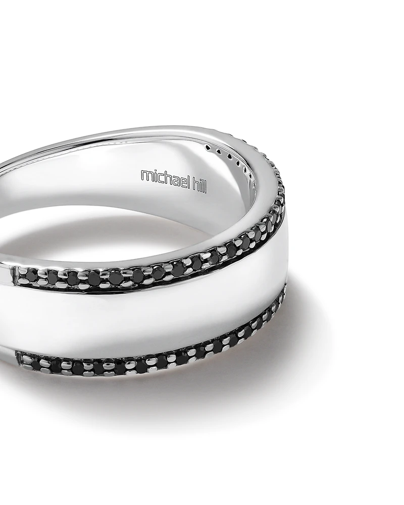 Bague en argent à diamants noirs totalisant 0,25 ct pour homme