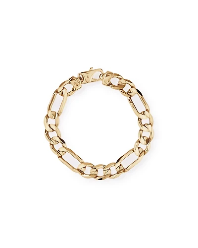 Bracelet Figaro solide en or jaune 10 carats, 23 cm (22 po), largeur de 15 mm