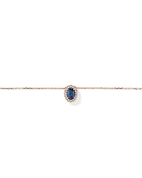 Australian Sapphire & 0.09 Carat TW Diamond Halo Necklace in 10kt White Gold
