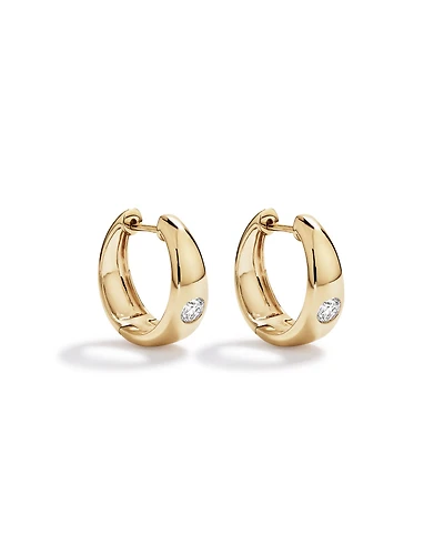 0,24 carat TW de boucles d’oreilles rondes Huggie en diamant brillant cultivées en laboratoire en or jaune 10 kt
