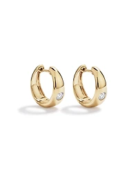 0,24 carat TW de boucles d’oreilles rondes Huggie en diamant brillant cultivées en laboratoire en or jaune 10 kt