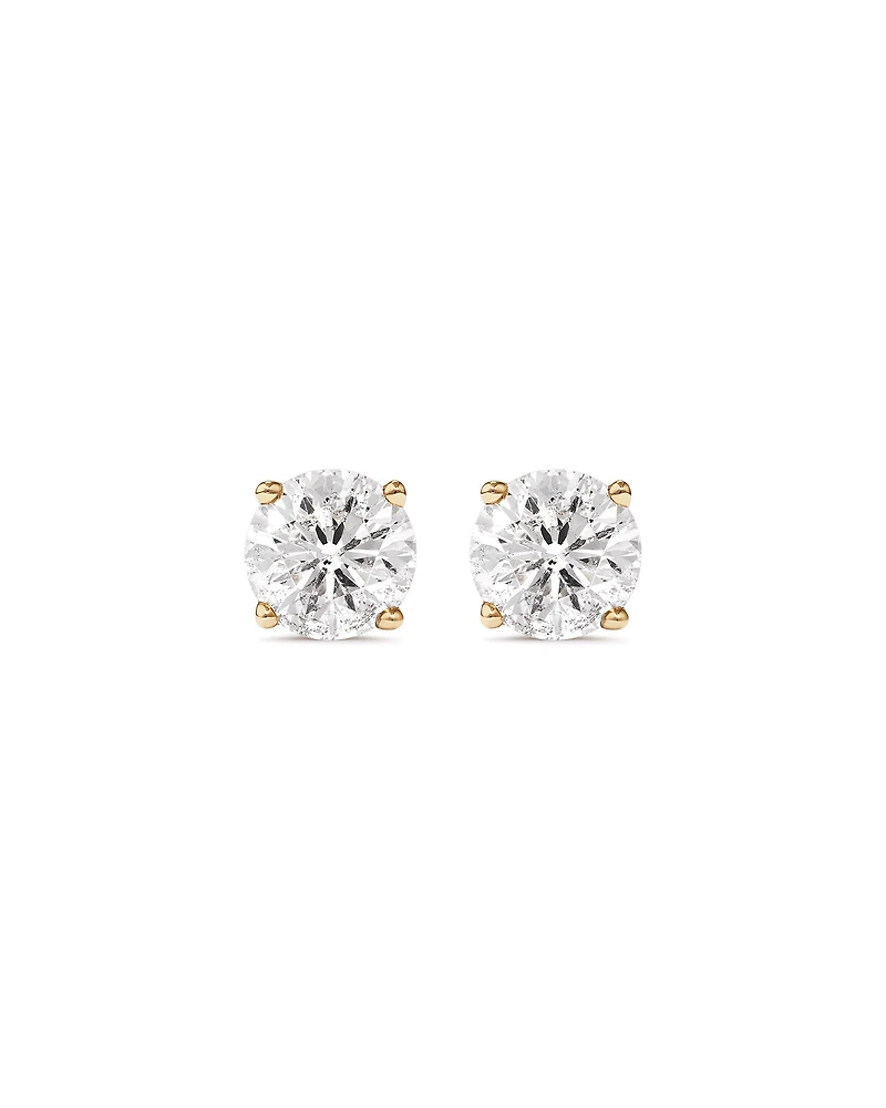 2.00 Carat TW Diamond Solitaire Stud Earrings in 18kt Yellow Gold