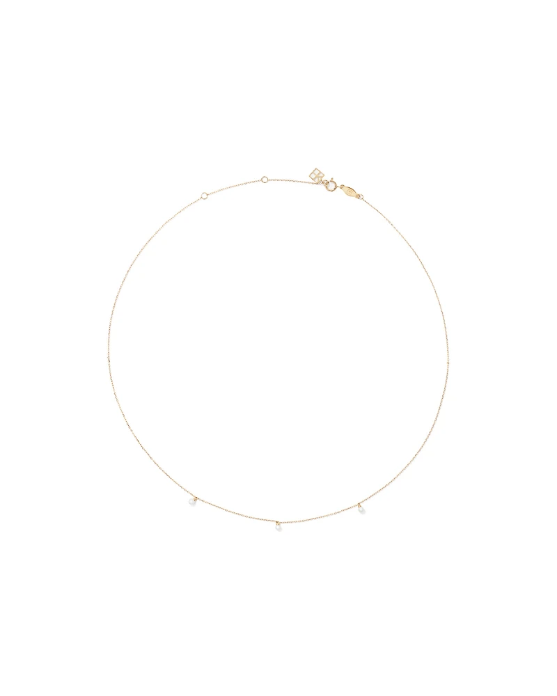 Cultured Freshwater Pearl Station Necklace in 10kt Yellow Gold