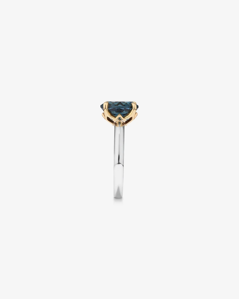 Ring with London Blue Topaz in Sterling Silver and 10kt Yellow Gold