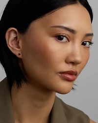 Stud Earrings with Red Created Ruby in 10kt Yellow Gold