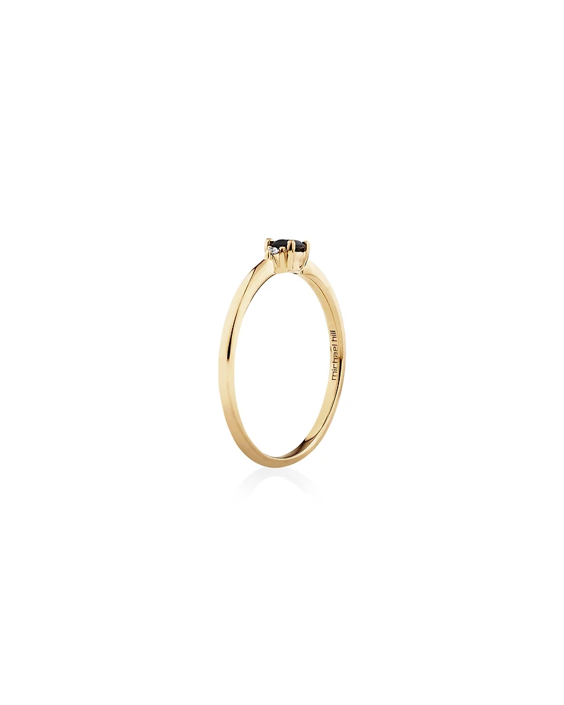3 Stone Ring with Sapphire & Diamonds in 10kt Yellow Gold