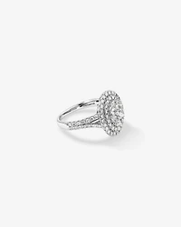 Bague halo de diamants ovales de 1,30 carat en or blanc 10 kt