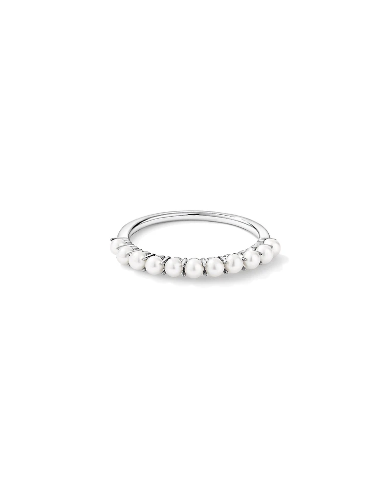 Cultured Freshwater Pearl Band Ring 10kt White Gold