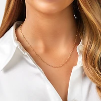 45cm (18”) 2mm-2.5mm Width Hollow Paperclip Chain in 10kt Yellow Gold