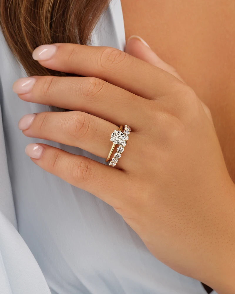 1.30 Carat TW Round Brilliant Laboratory-Grown Diamond Wedding Ring in 14kt Yellow Gold