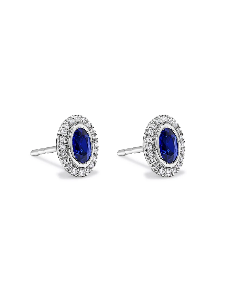 Créée : Sapphire & 0.14TW Diamants Halo créés en laboratoire en argent sterling