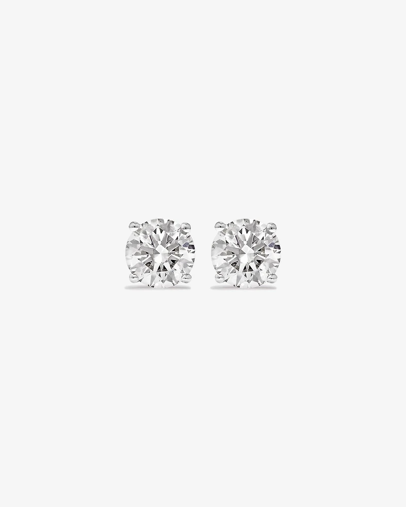 Carat TW Laboratory-Grown Diamond Solitaire Stud Earrings in 14kt White Gold