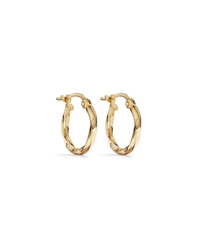 10mm Square Twist Hoop Earrings 10kt Yellow Gold