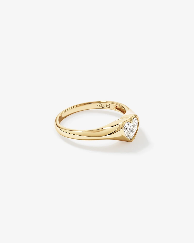 Bague cœur en diamant TW cultivée laboratoire 0,70 carat or jaune 10 carats