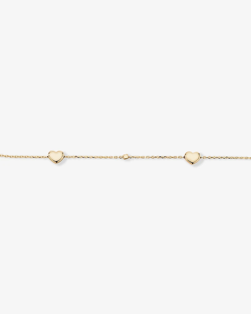 50cm (20") Heart and Bead Station Necklace in 10kt Yellow Gold