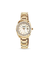 Montre en acier inoxydable doré avec nacre et diamants totalisant 0,25 ct pour femme